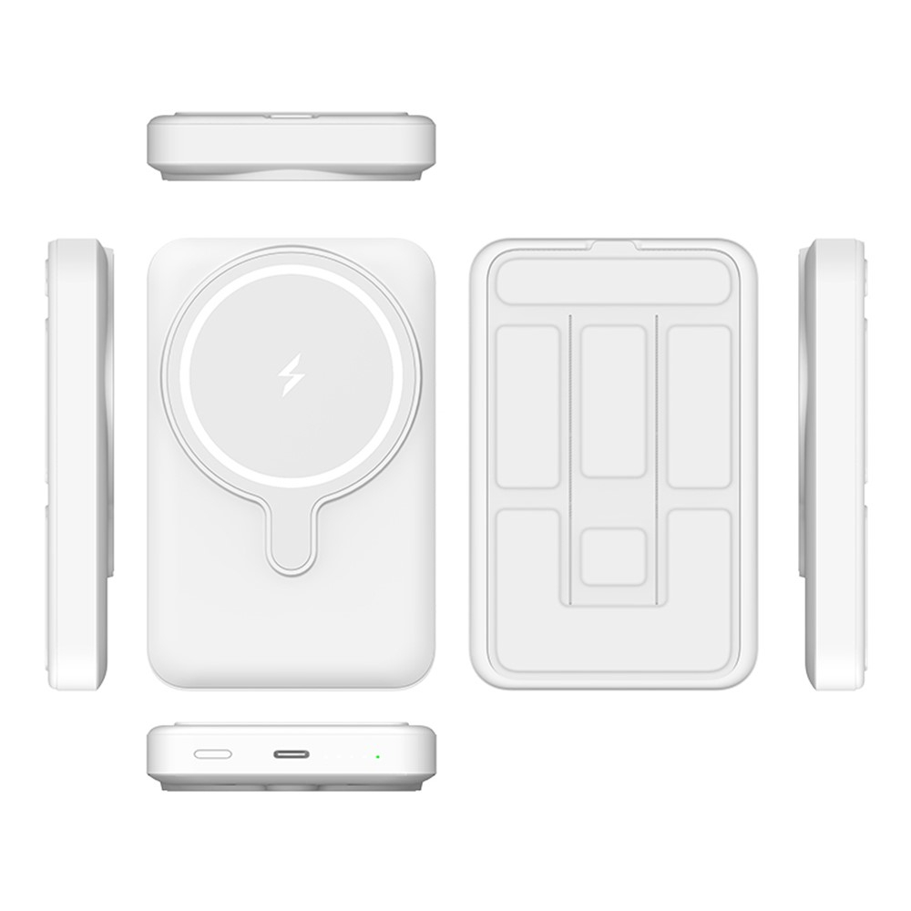 (22W) 10000mAh Magnetisches MagSafe PD Ladegerät USB C Powerbank   Kickstand - Weiss