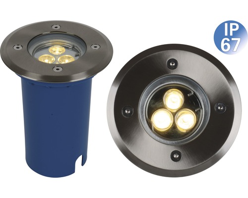 Inbouw vloerspot IP67 1-lichts roestvrij staal/geborsteld Ø 120/74 mm