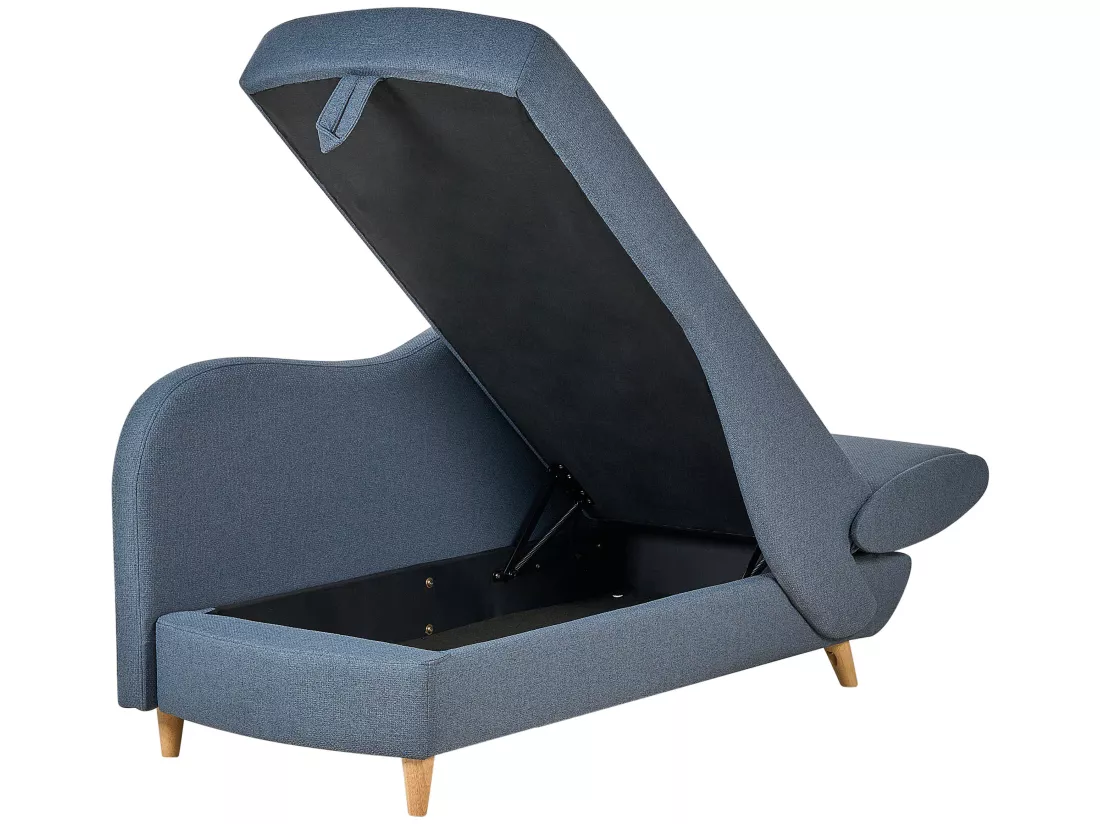 Chaise longue côté droit en tissu bleu MERI II