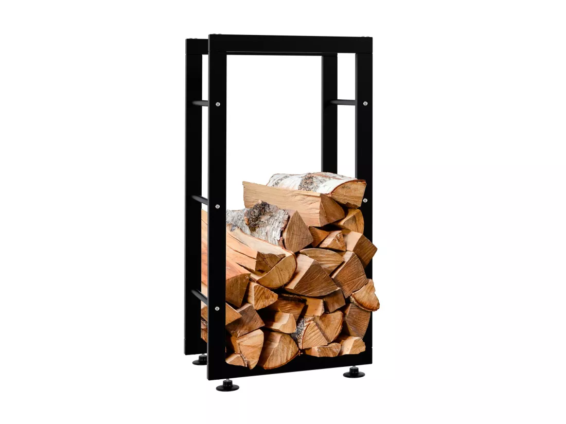 Etagère bois de cheminée - Métal - 40 x 25 x 80cm - Noir - Keri V2