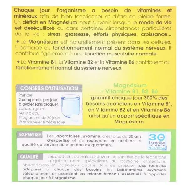 Juvamine Magnésio e Vitaminas B1, B2, B6 60 comprimidos