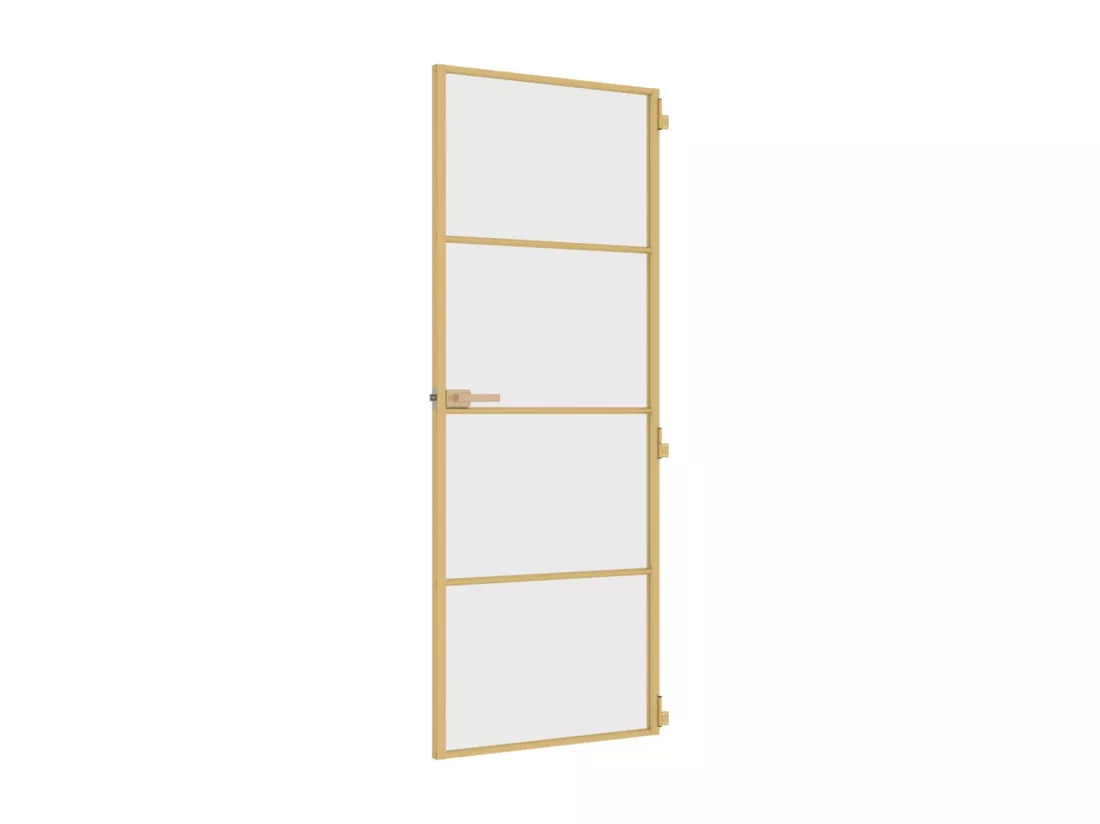 Porte intérieure mince doré 76x201,5 cm verre trempé aluminium