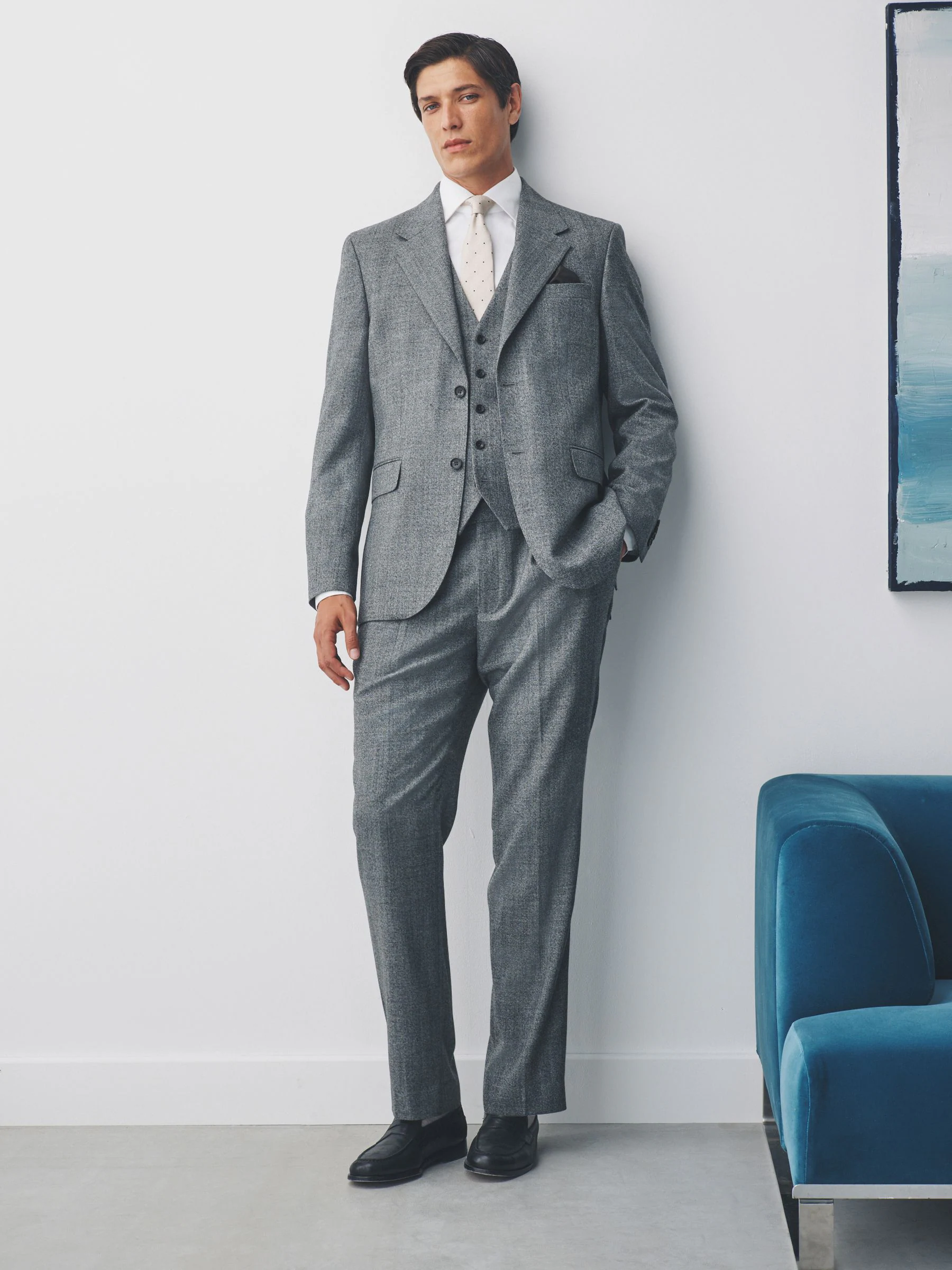 Grijs - Merino Wool Blend Suit Waistcoat