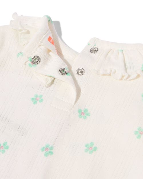 t-shirt côtelé à volants pour nouveau-né blanc cassé