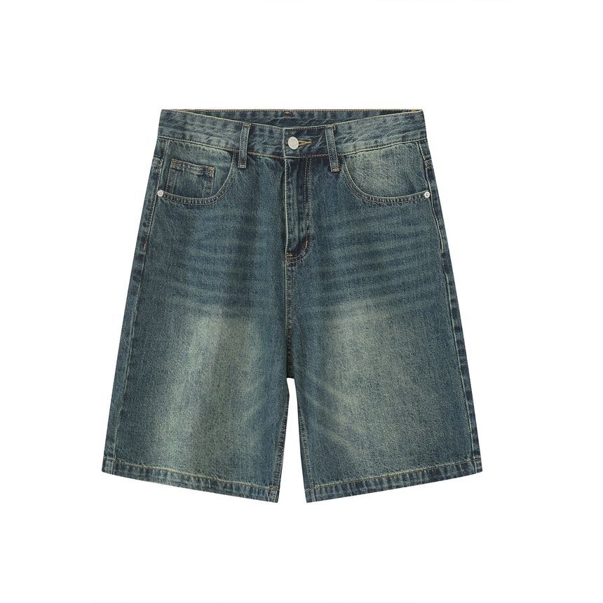 FAERIS - Mid Rise Washed Denim Shorts