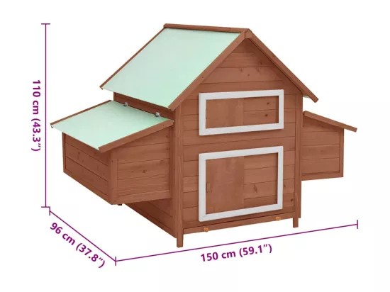 Poulailler Moka et blanc 150x96x110 cm Bois de sapin massif