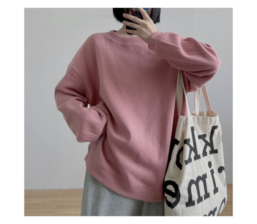 Aumoti - Sweatshirt met ronde hals en losse pasvorm