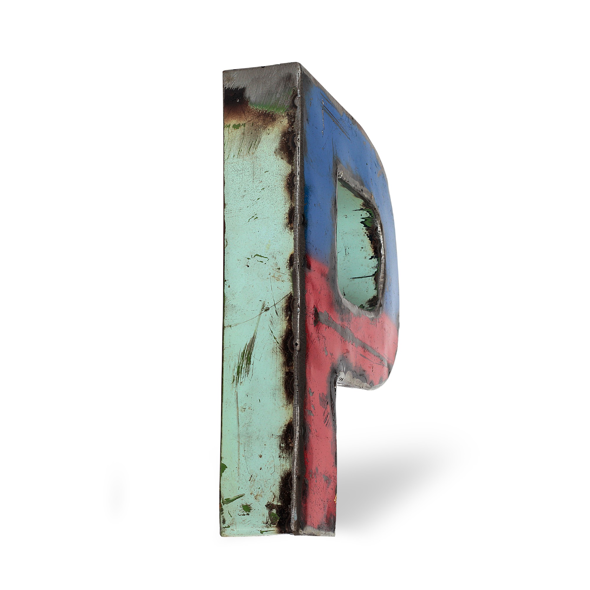 Metallbuchstabe 'P', multicolor, T 15 cm, B 20 cm, H 4 cm von fischer's lagerhaus