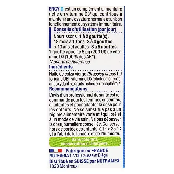 Nutergia Ergy D Vitamine D3 200 UI 15ml