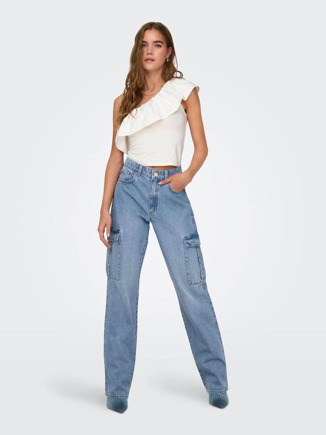 ONLRILEY Hohe Taille Gerade geschnitten Jeans Light Blue Denim