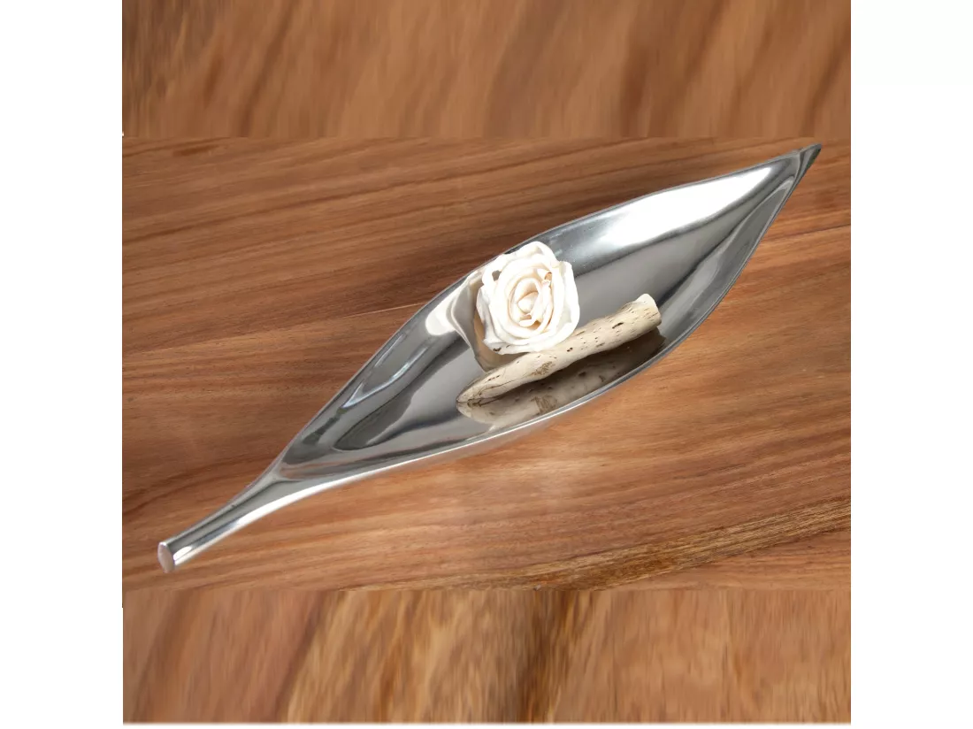BOL DÉCORATIF Feuille courte 40 cm, Aluminium argent brillant