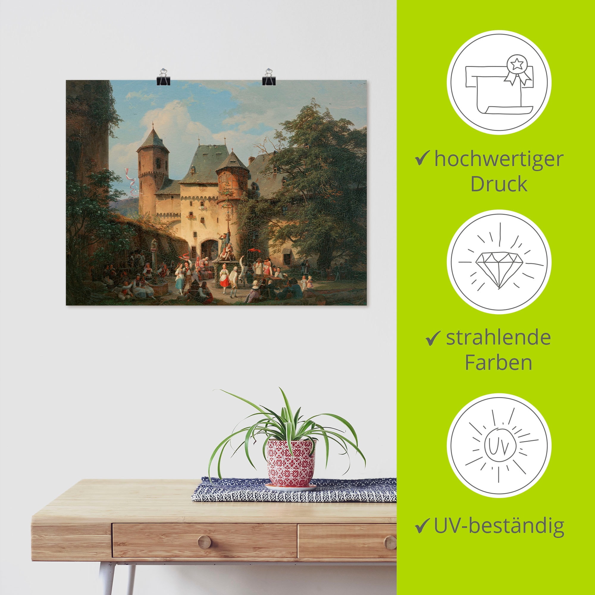 Artland Poster »Festszene im Vorhof einer Burg« historische Ereignisse 1 Stk. tlg. als Alubild, Leinwandbild, Wandaufkleber oder Poster in versch. Grössen