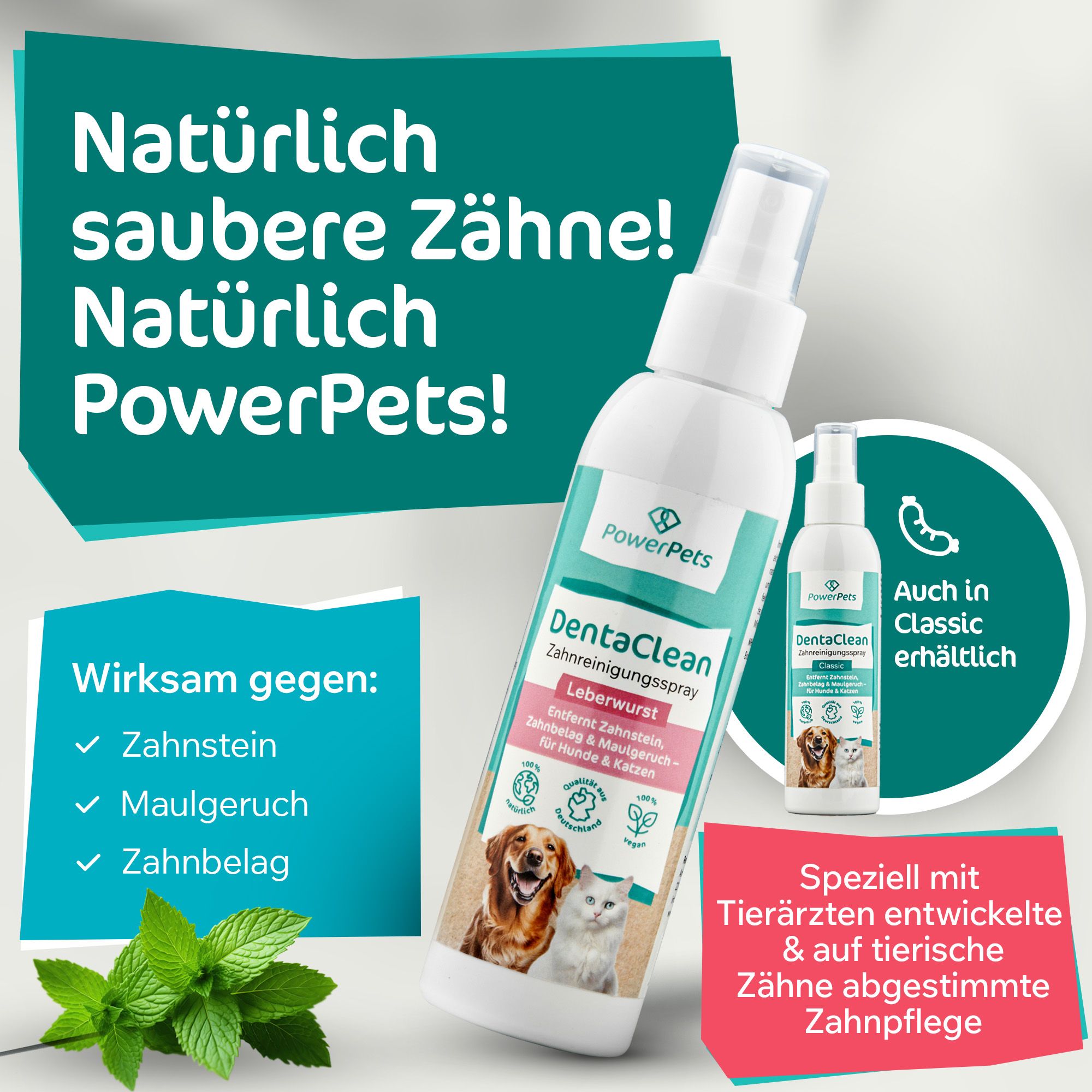 PowerPets - DentaClean - Zahnreinigungsspray Leberwurst