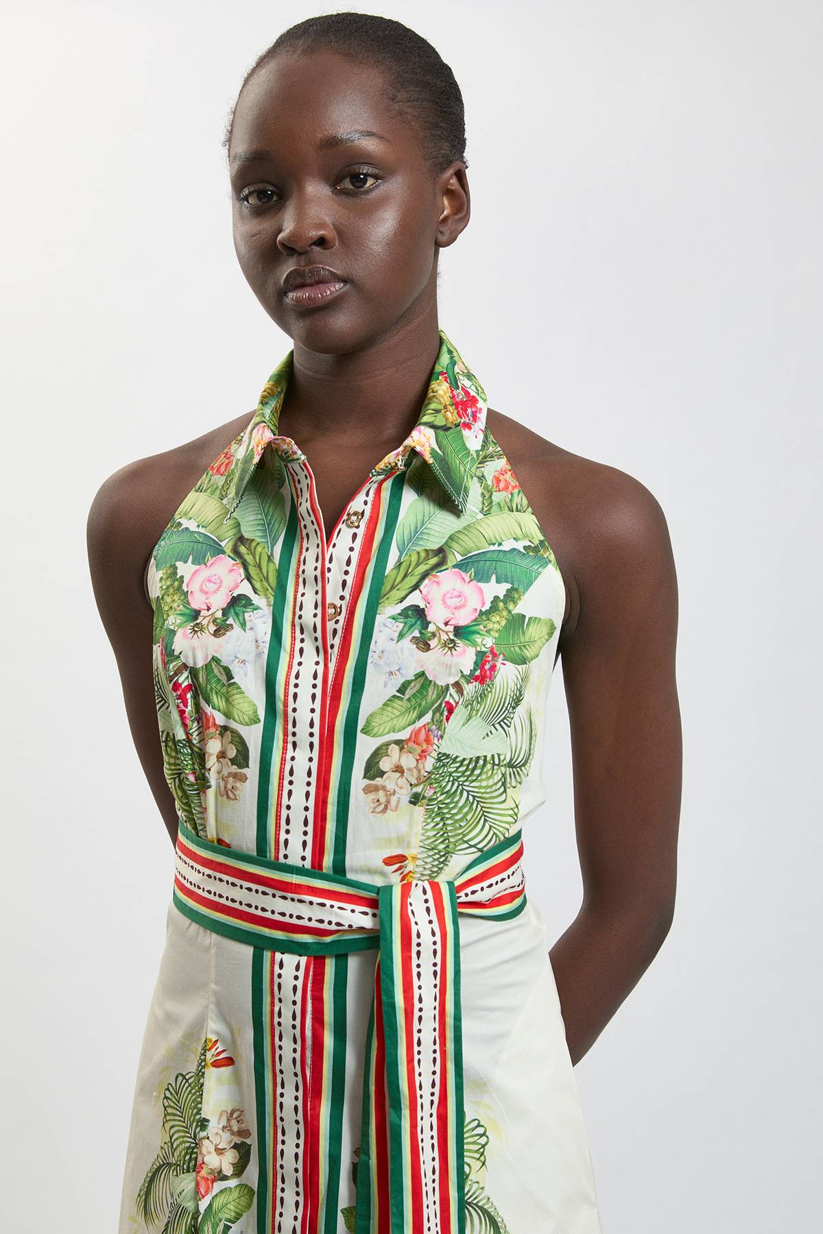 KarenMillen Robe Midi Chemise À Imprimé Floral En Coton Satiné Petite