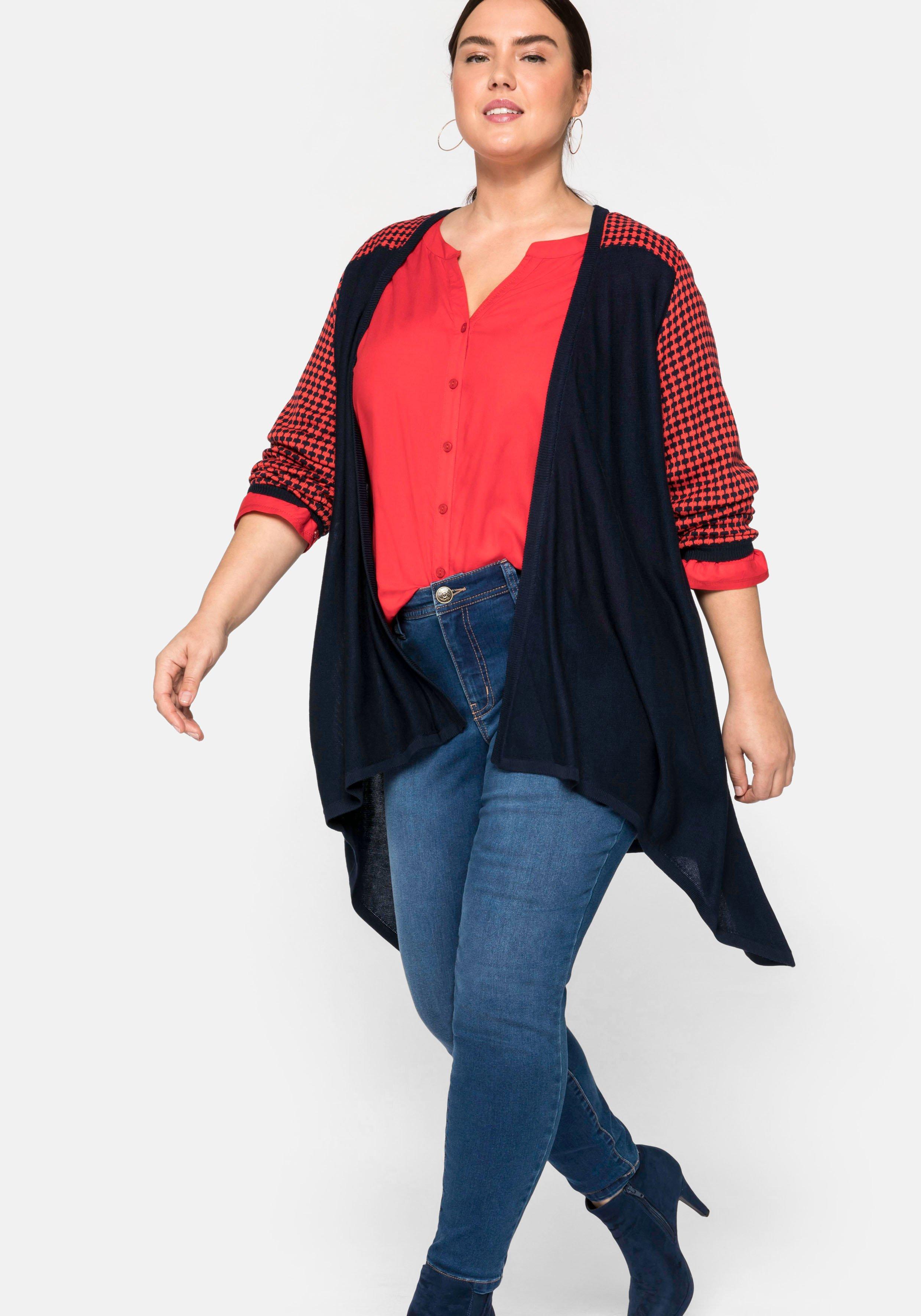 Longstrickjacke im Muster- und Farbmix