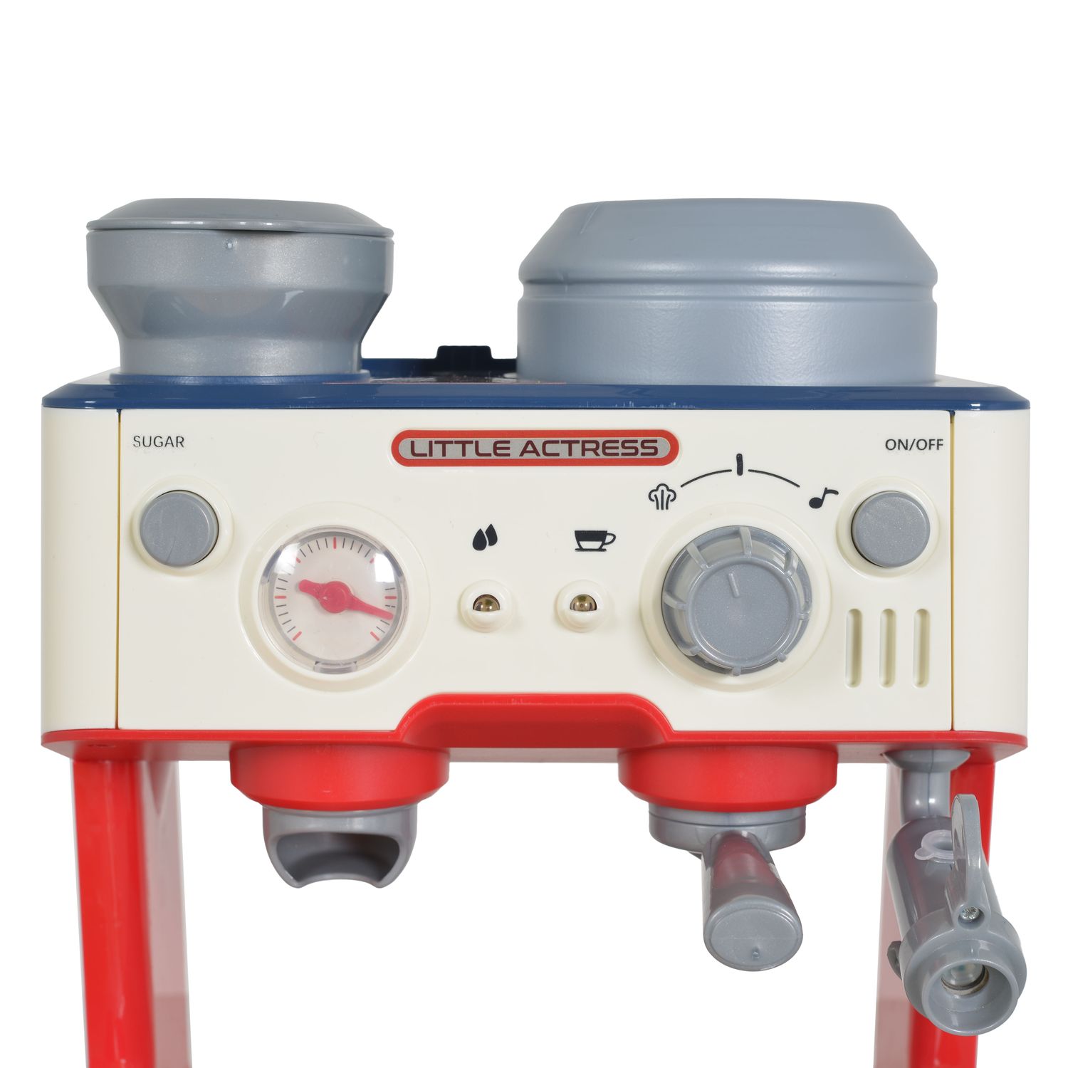 Moni Spielzeug Kaffeevollautomat YY6023, Dampf, Melodien, Tasse, Würfelzucker rot