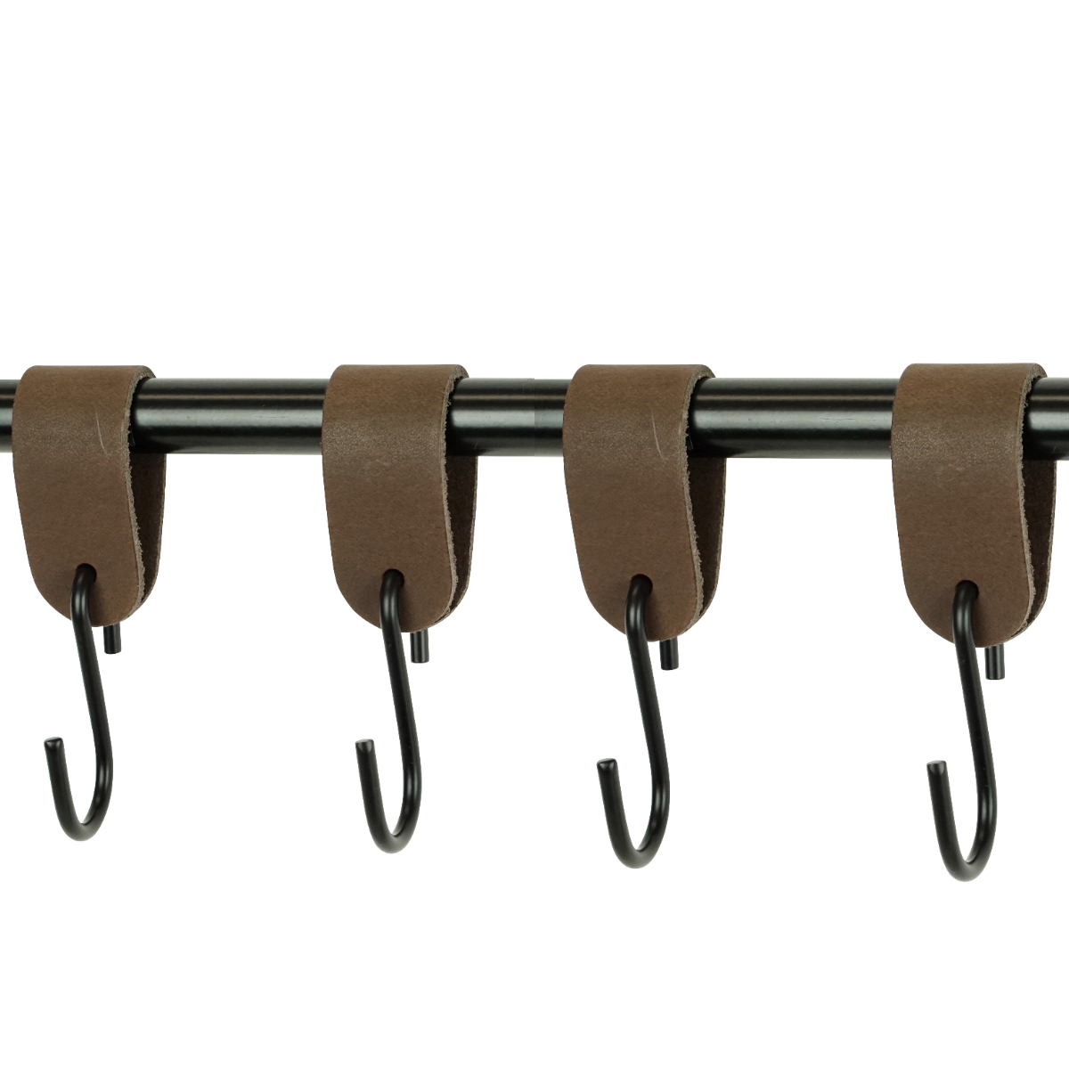 Leren S-haak hangers (set van 4) Donkerbruin