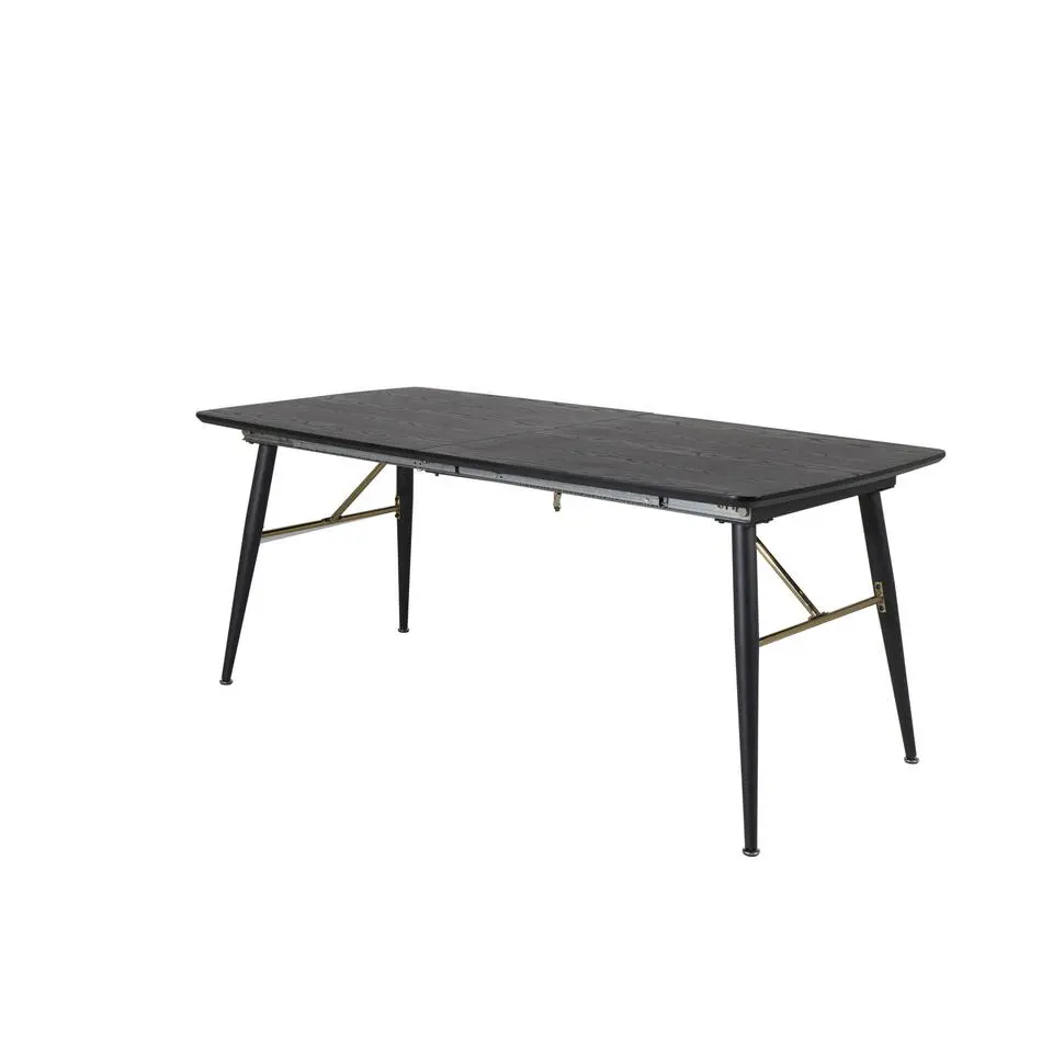 Eettafel Zwart Hout Uitschuifbaar - 220x85x75cm - Gold