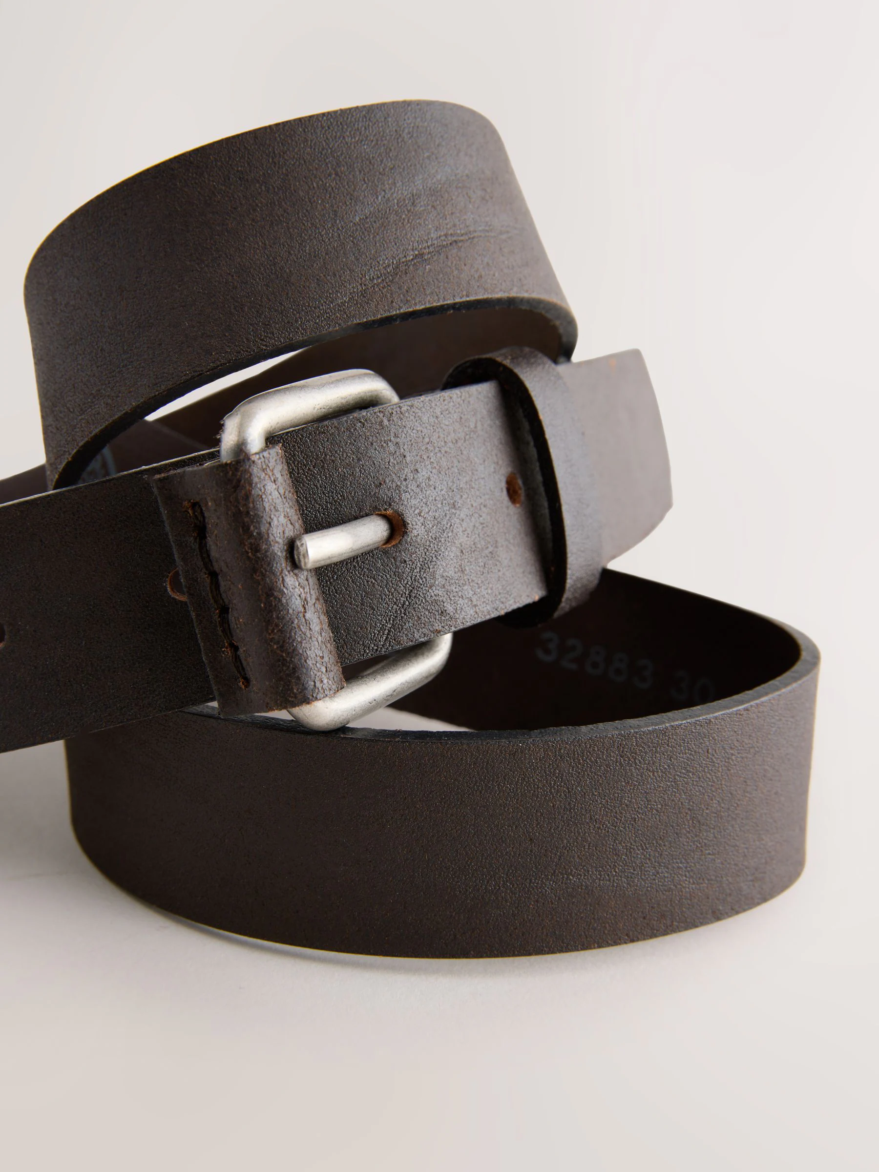Chocoladebruin - Roller Tab Casual Leather Belt