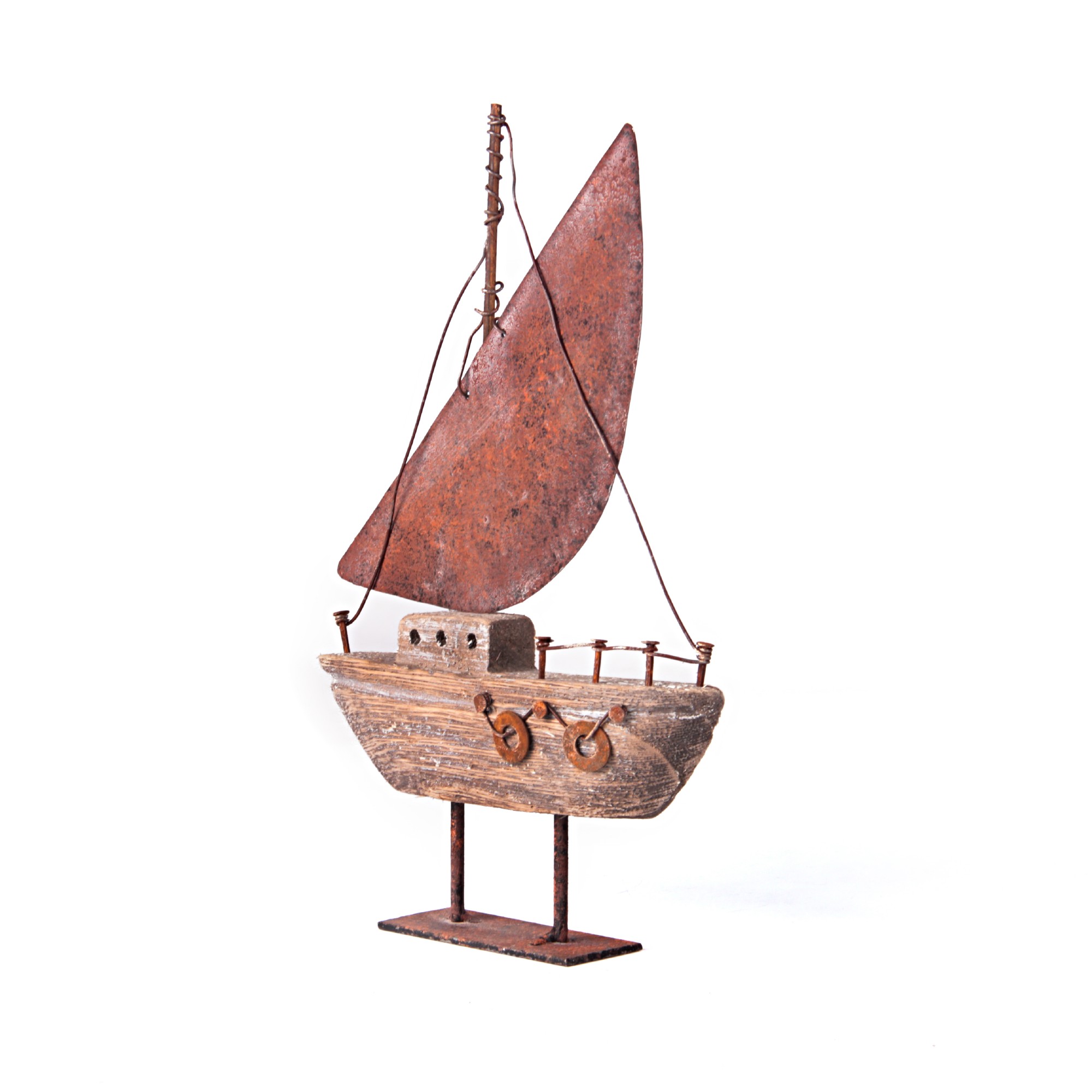 Segelboot, mit Standfuß, B 14 cm, H 23 cm, L 3 cm von fischer's lagerhaus