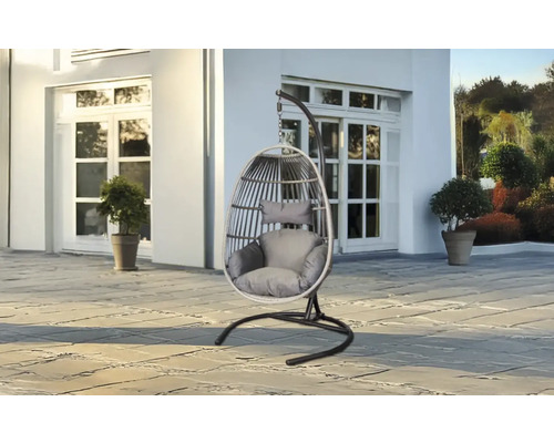 Hangstoel SenS-Line tuinmeubel 103 x 103 x 190 cm polyrotan grijs antraciet