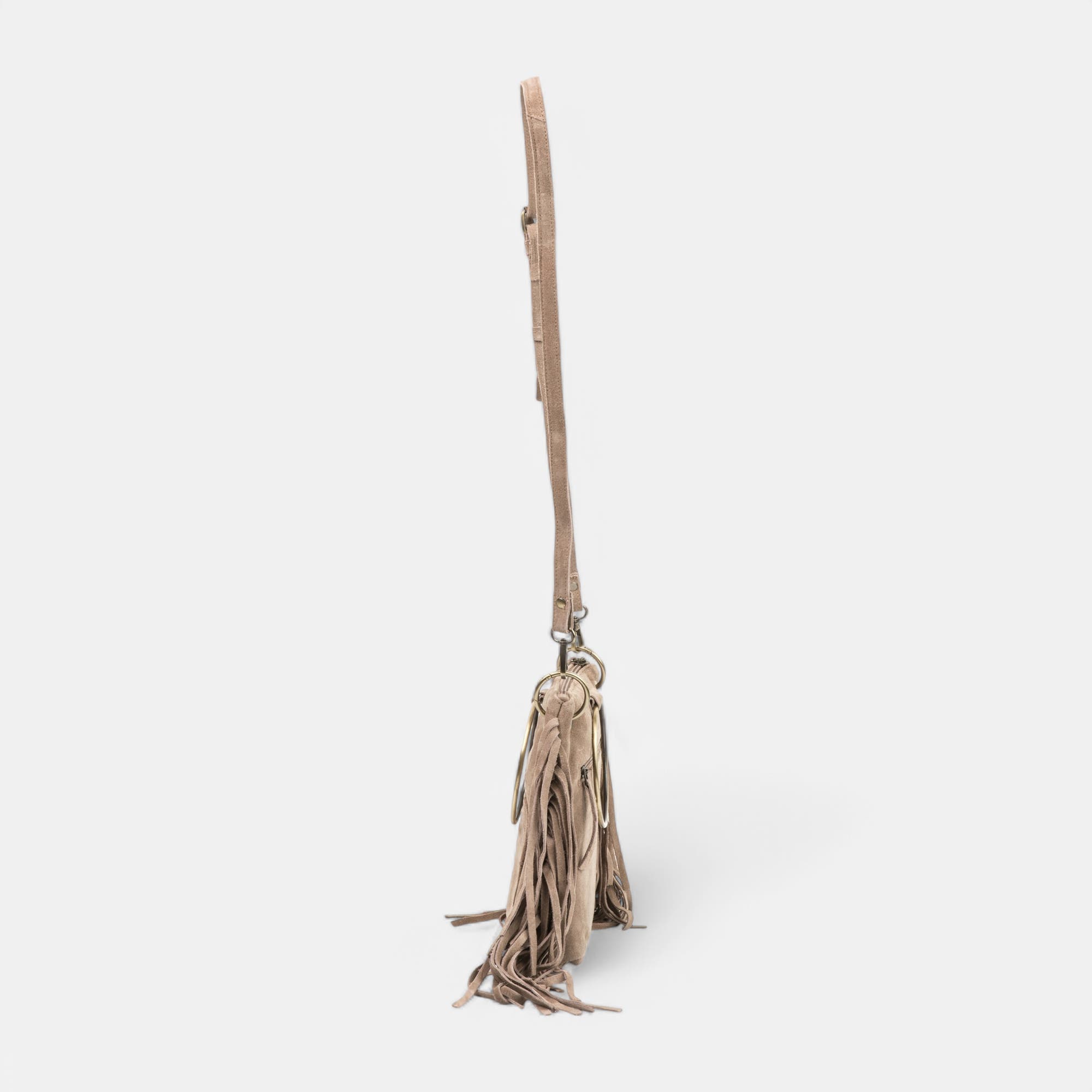 Sac bandoulière en cuir beige