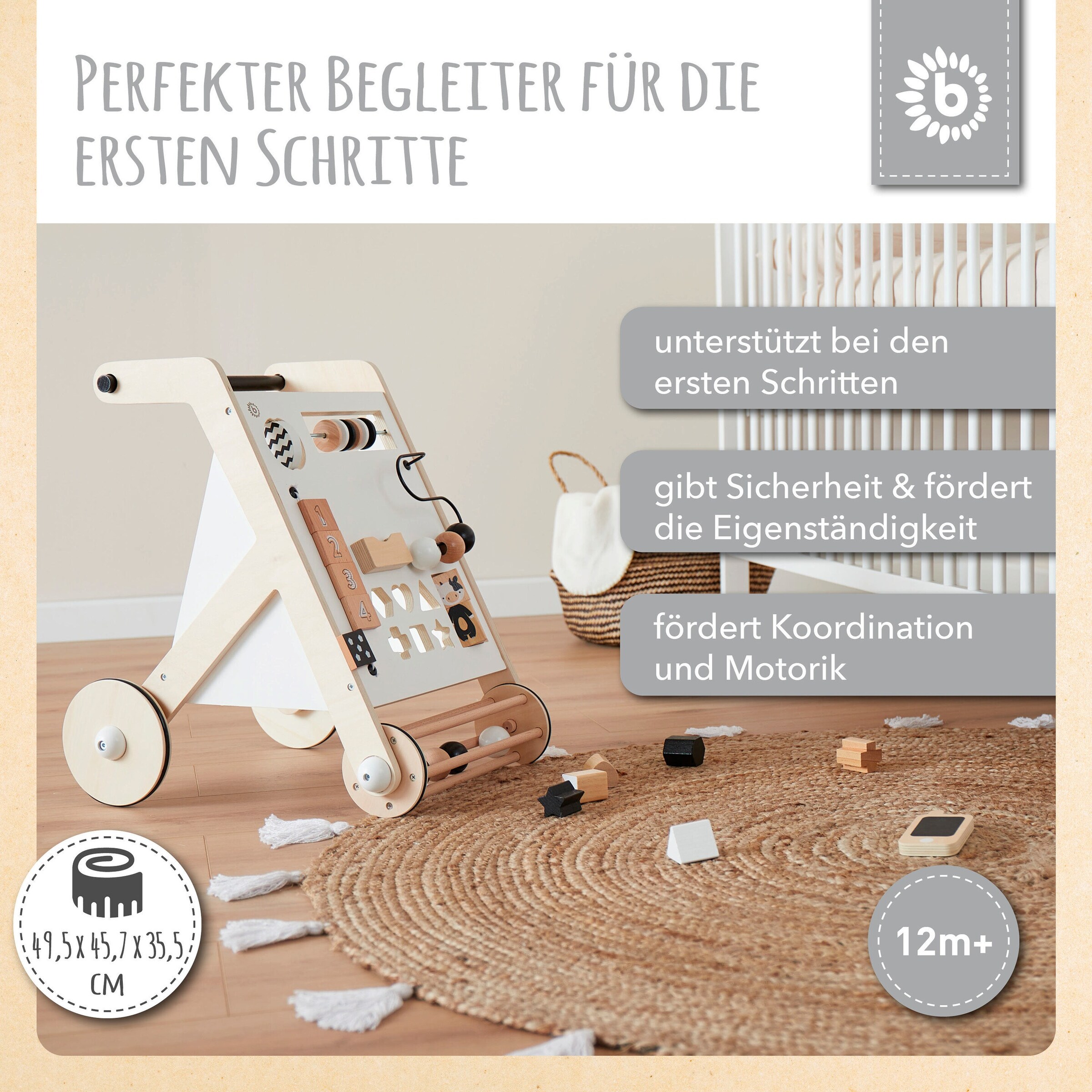 Bieco Lauflernwagen Holz Weiß
