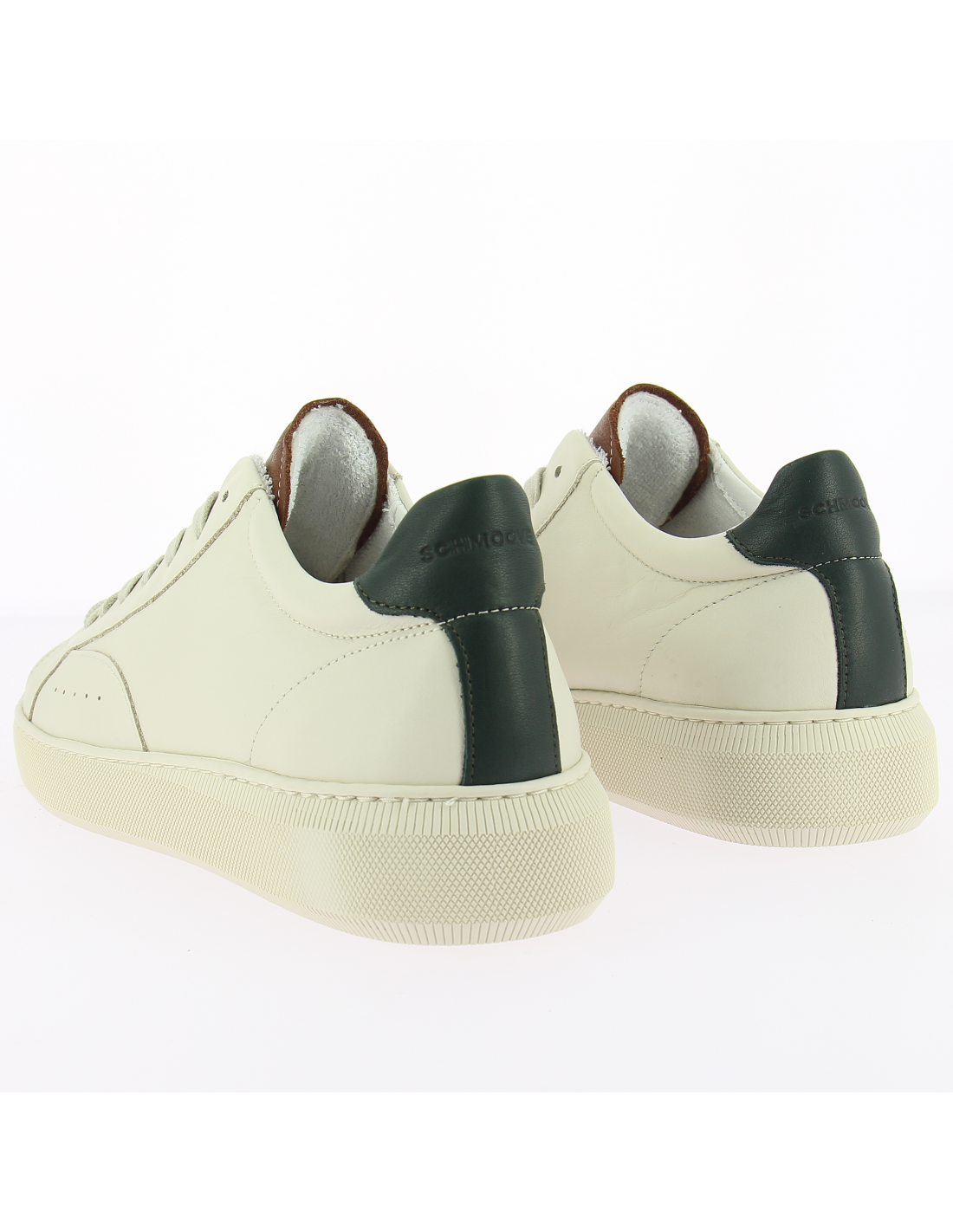 schmoove baskets de ville homme clear sneaker cuir blanc/vert