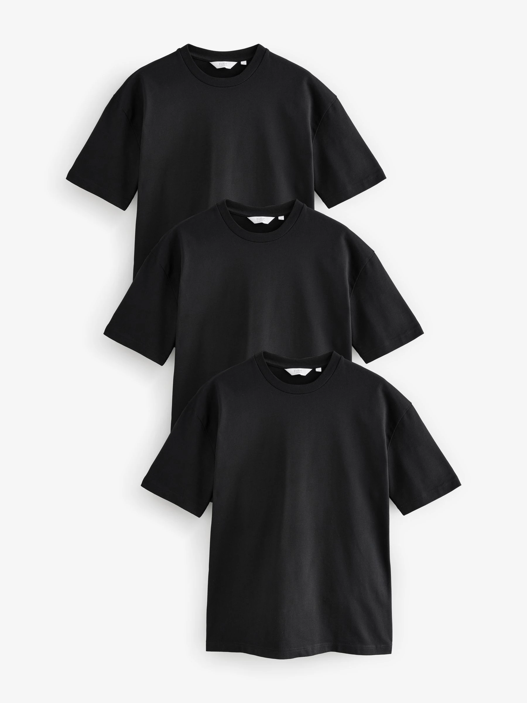 Zwart - Relaxed fit - Verpakking van 3 T-shirts van zware stof