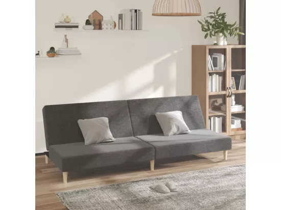Canapé-lit à 2 places gris clair tissu