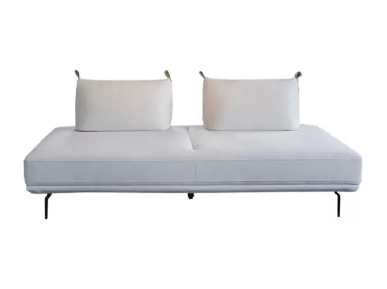 Canapé-lit - blanc crème tissu tissé - CANE