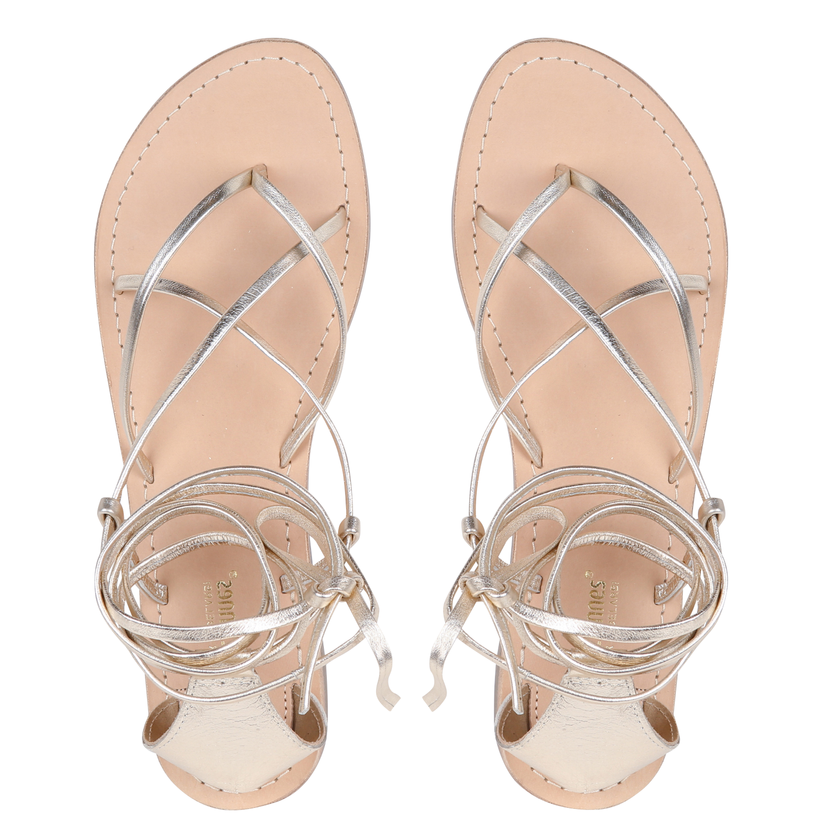DJOYA - Sandales plates en cuir | Doré