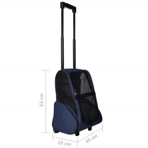 transportadora para animais de estimação vidaXL em metal e tecido, azul