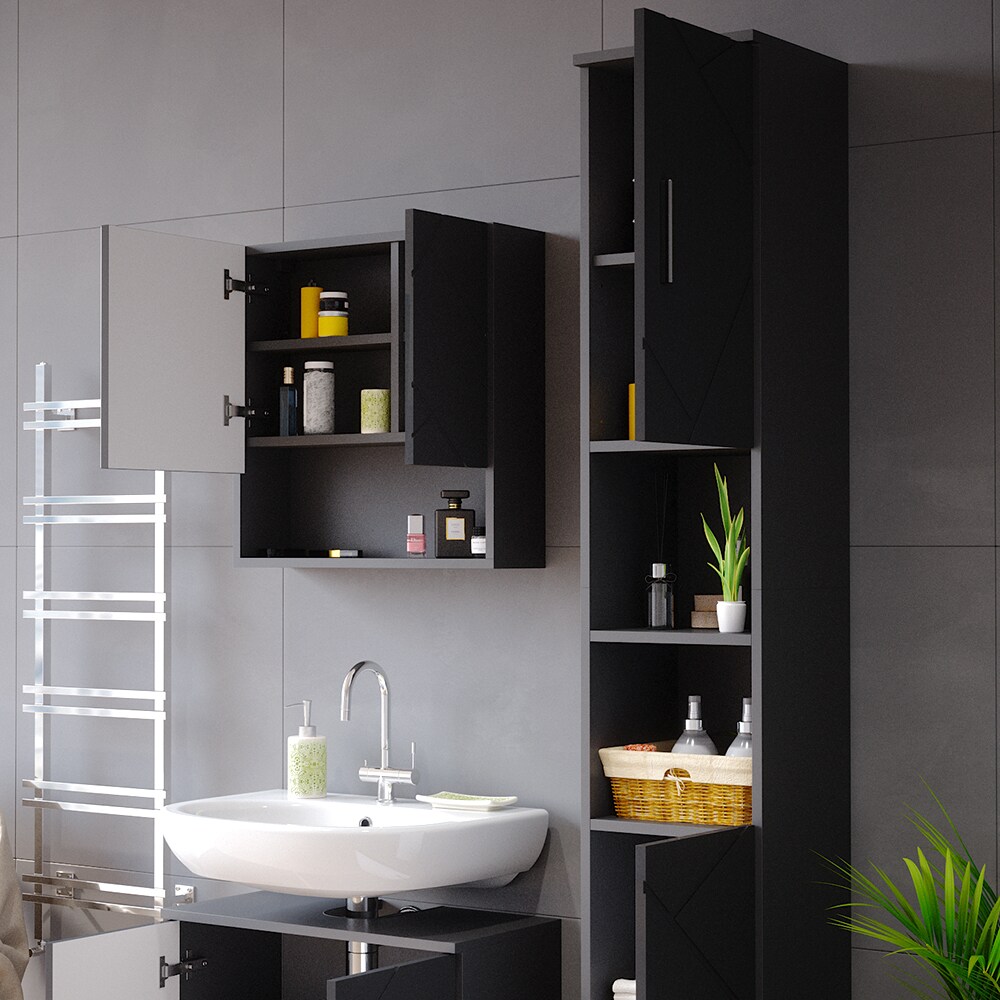 Vicco Badschrank Hochschrank Badezimmerschrank Irma Anthrazit Badregal 6 Fächer