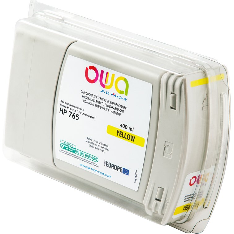 Cartouche d'encre traceur remanufacturée OWA - standard - Jaune - pour HP 765
