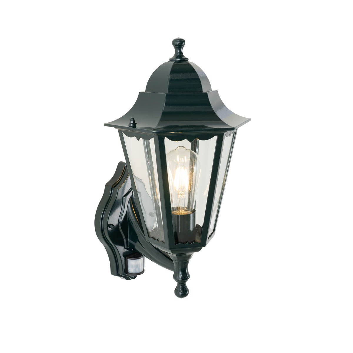 Buiten wandlantaarn donker groen met bewegingssensor IP44 - New Orleans up