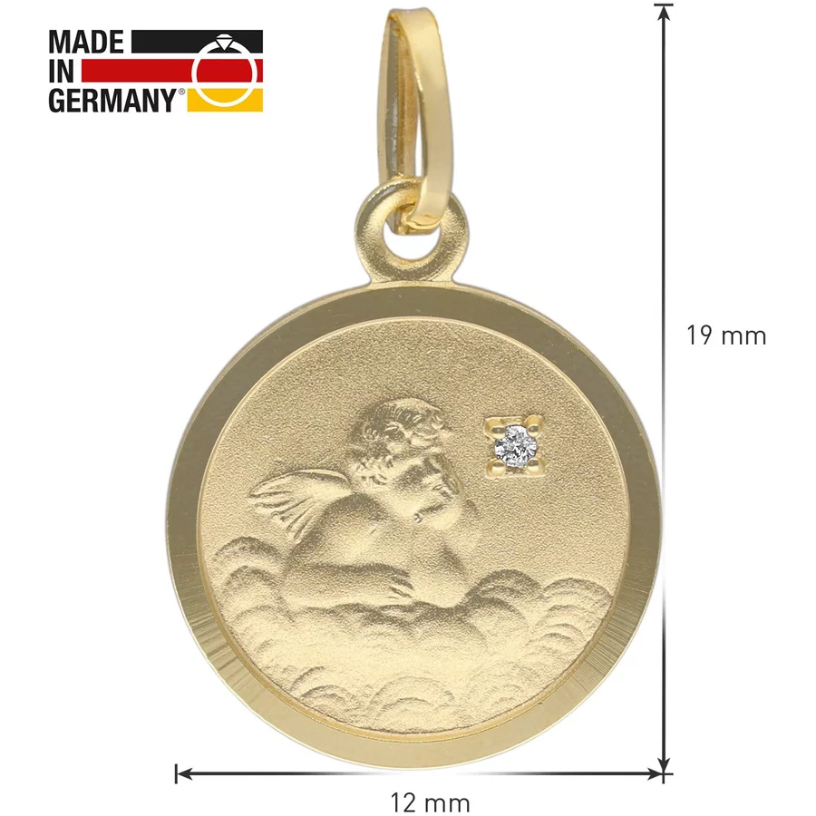 trendor Engel-Anhänger mit Diamant Gold 333 (8 Karat) für Kinder gold