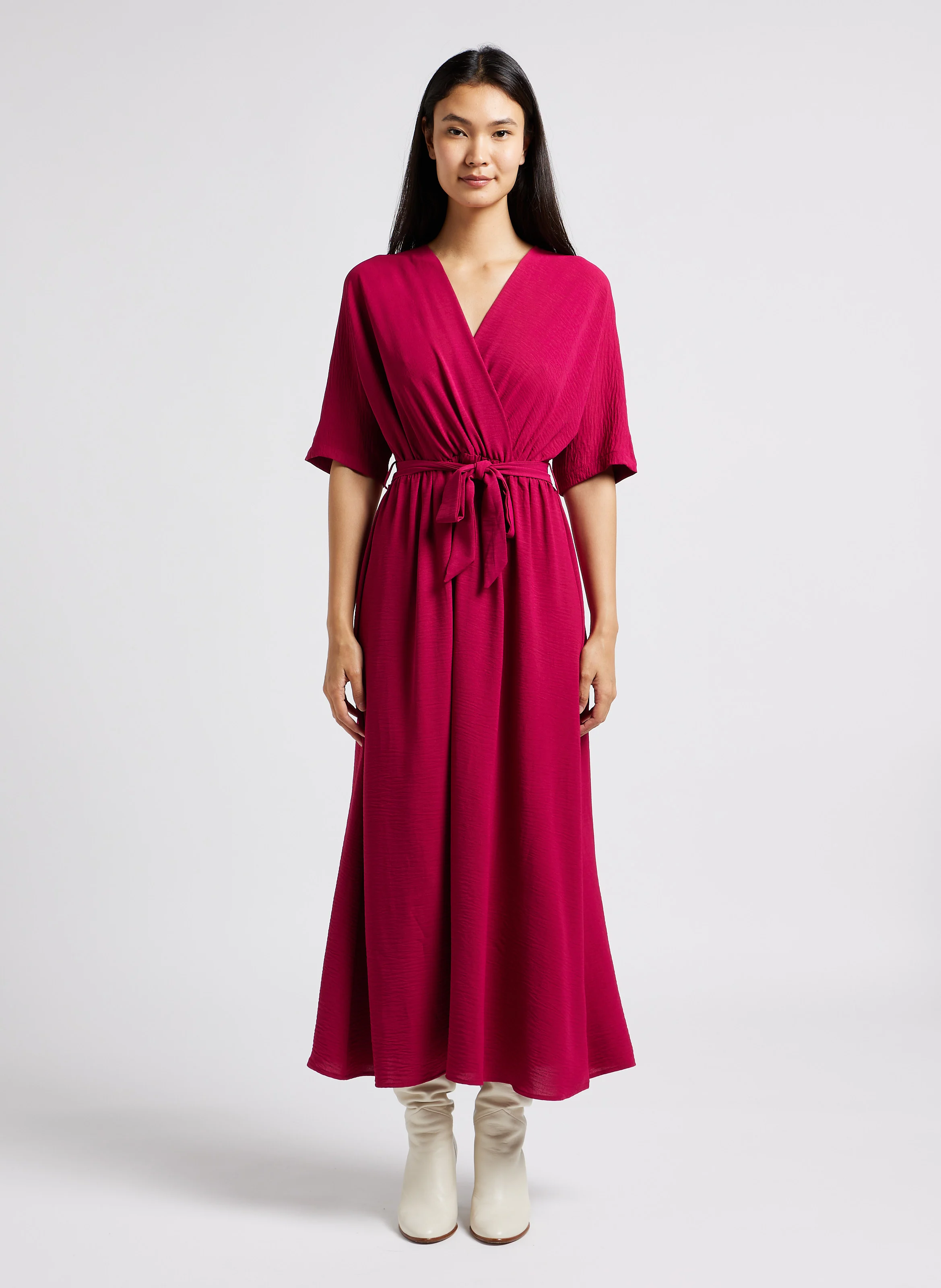 LAURA - Robe longue cache coeur| Rose