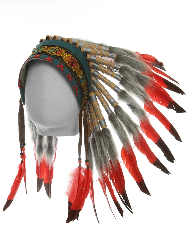 Indianer-Kopfschmuck ITUHA in grau/bunt