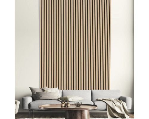 Akoestisch paneel met PES-vilt en MDF-folie afwerking, eiken, 1195 x 572,5 x 19 mm