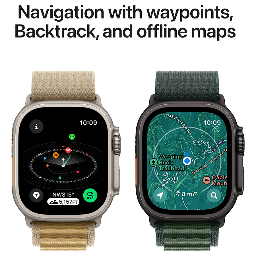 Apple Watch Ultra 2 GPS + Cellular 49 mm - Titane Noir - Bracelet Trail Noir M/L