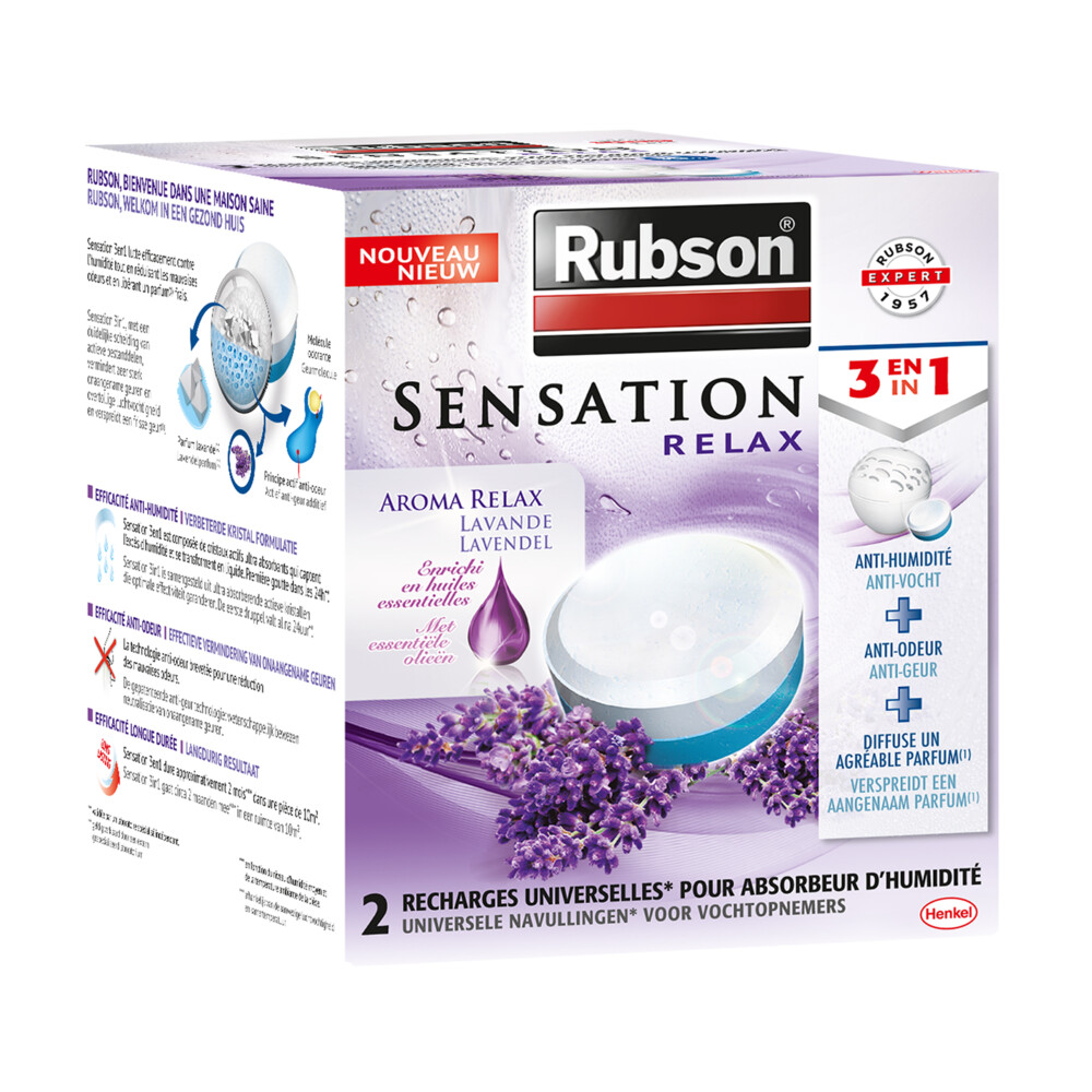 Rubson Vochtopnemer Navullingen Sensation Lavendel2 x 300 gr
