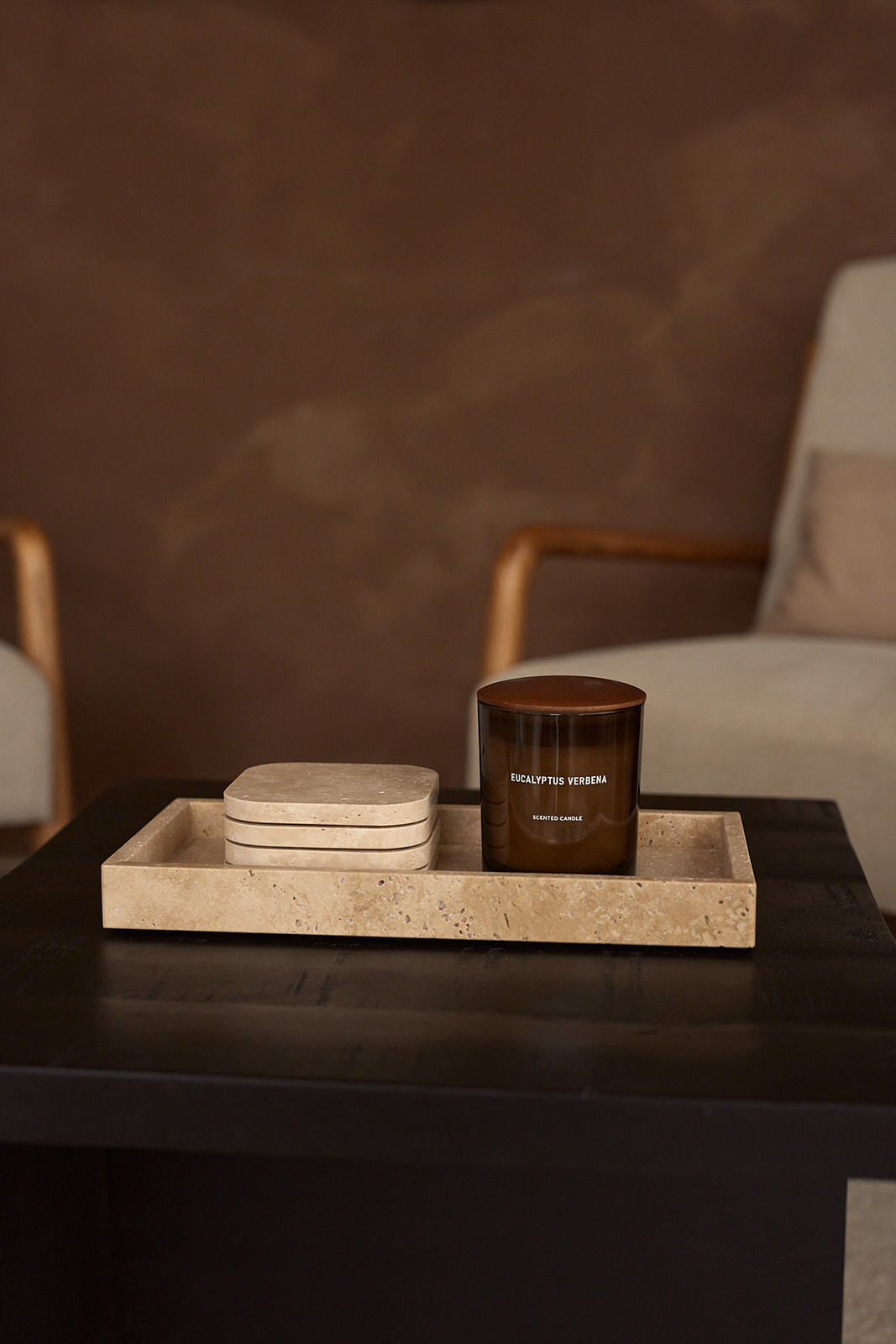 Travertine dienblad met rand 15x30cm tray