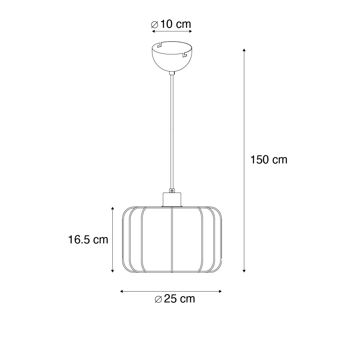 Japandi hanglamp zwart met wit 25cm - Madleine