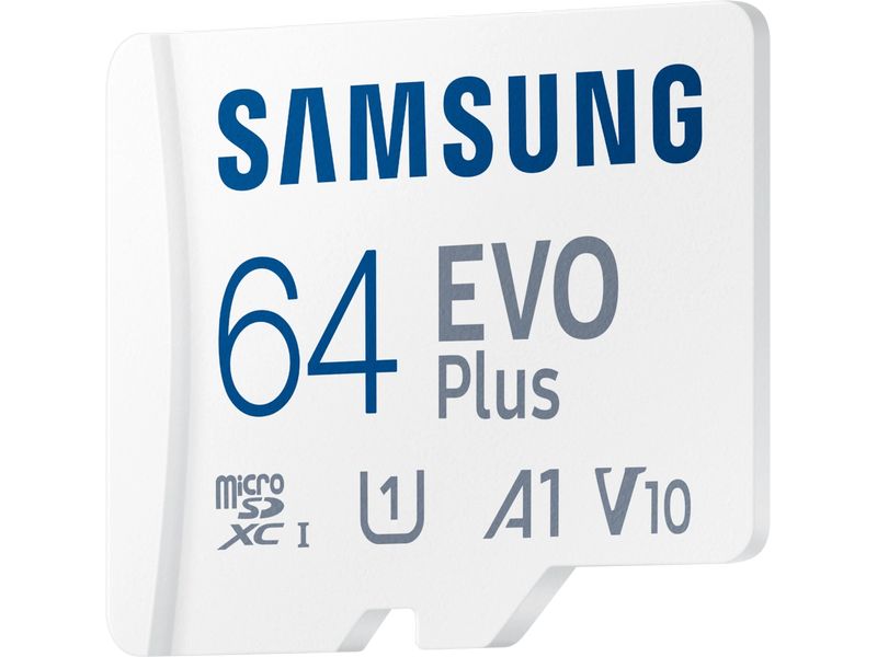 Samsung microSDXC-Karte Evo Plus 64 GB Auf Geschwindigkeit optimierte microSD Speicherkarte mit SD-Adapter