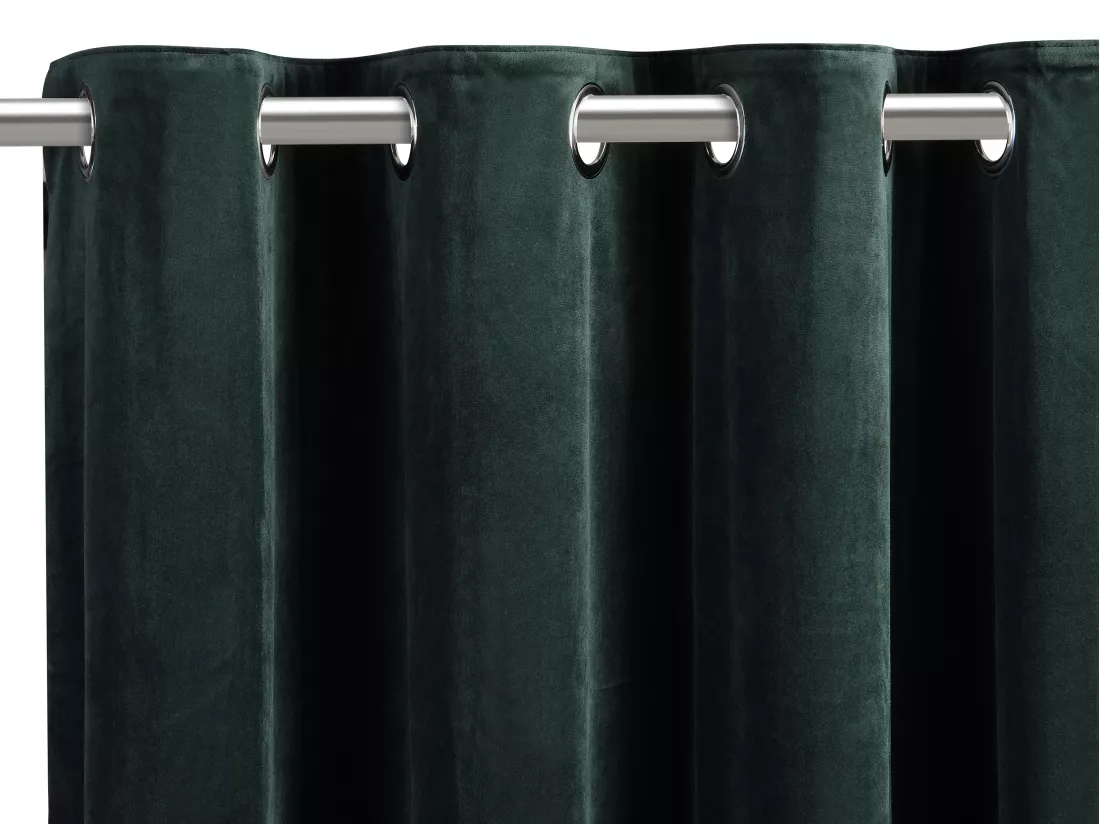Lot de 2 rideaux en velours - L. 135 x H. 260 cm - Vert sapin - KOLAMI