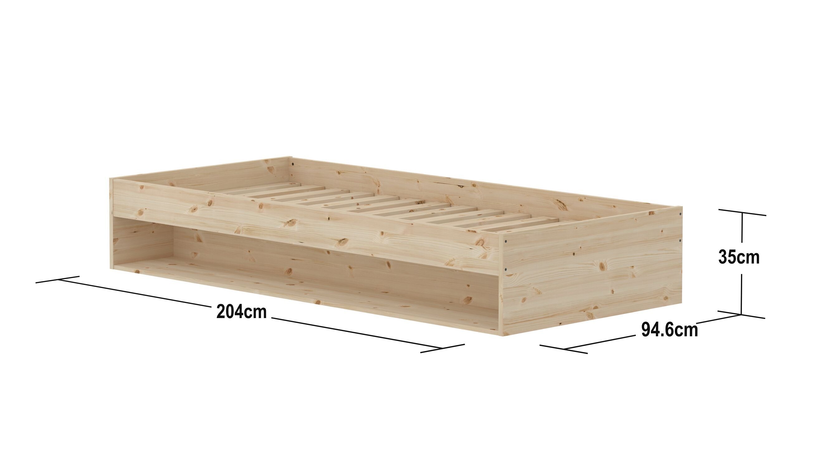 Flexa GROW Einzelbett - Kiefer natur / B: 94.6 cm x T: 204.0 cm x H: 35.0 cm