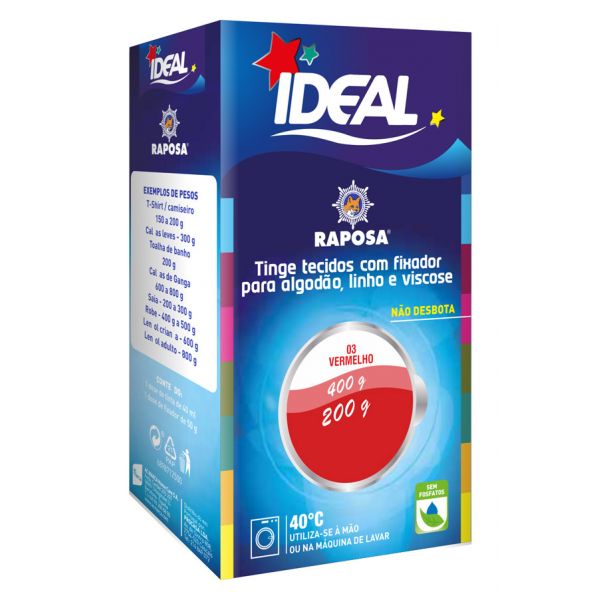 Ideal Tingimento de Roupa Raposa Nº. 3 Vermelho 1 Dose Tinta 40 ml   1 Dose Fixador de 50g