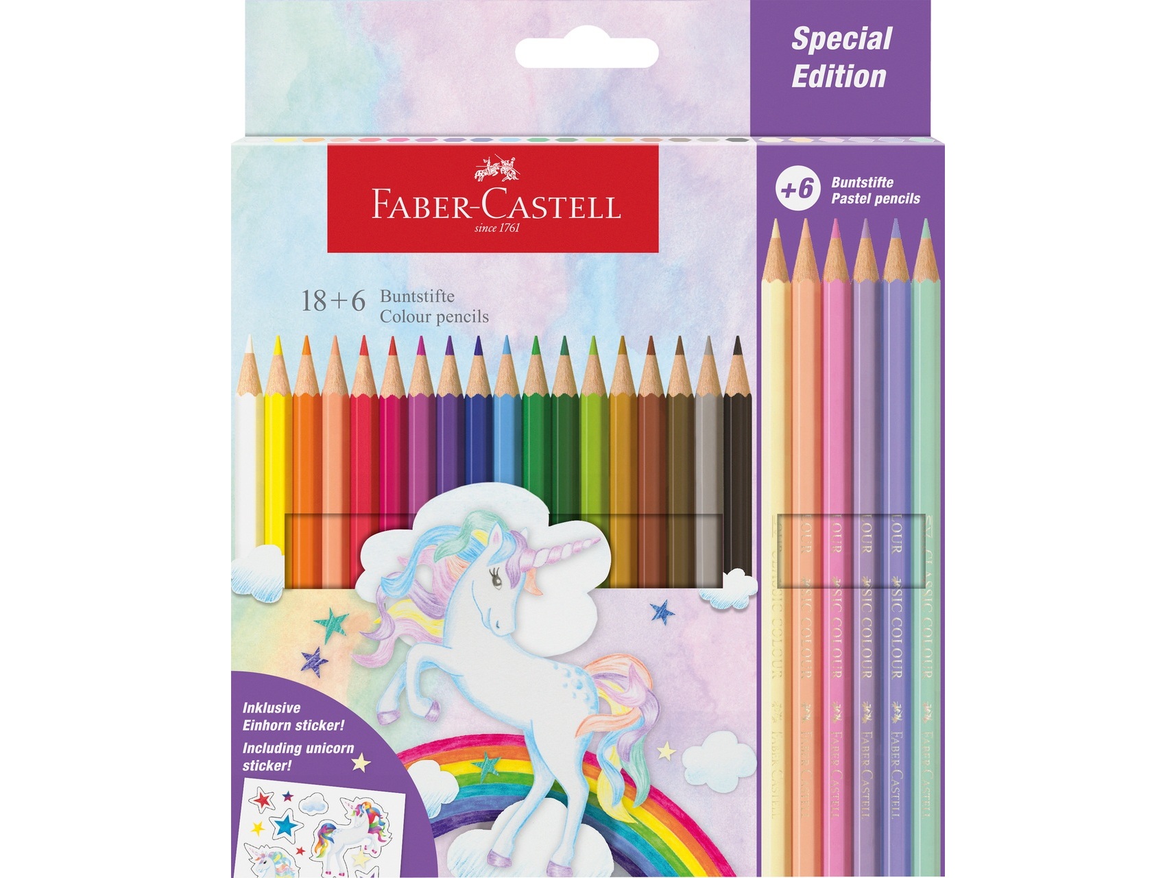 LÁPIS DE COR FABER-CASTELL UNICORN 18 UNIDADES