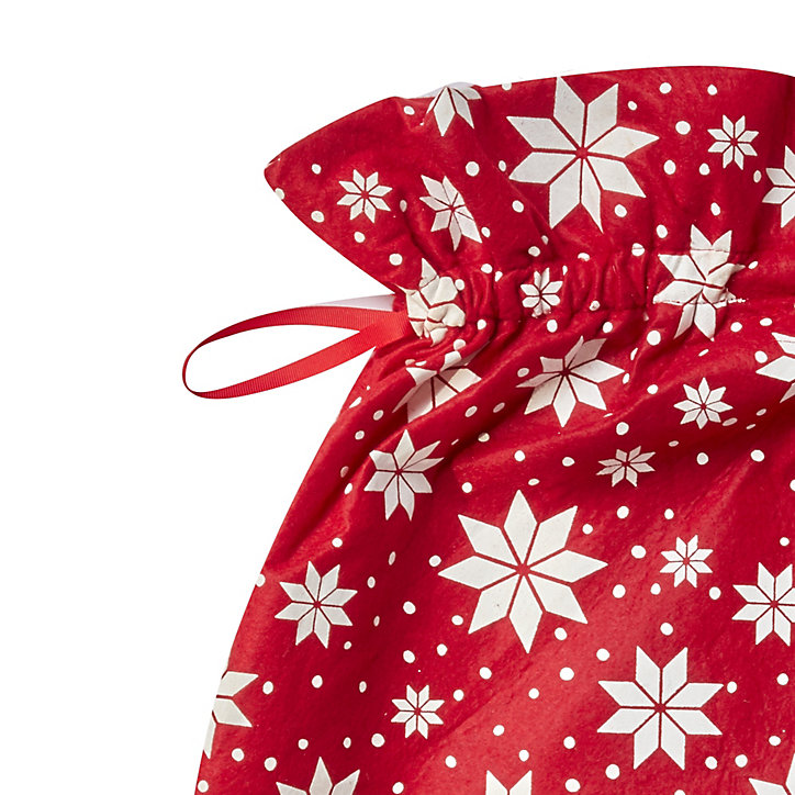 Sac hotte Noël rouge étoiles blanches l.50 x H.80 cm